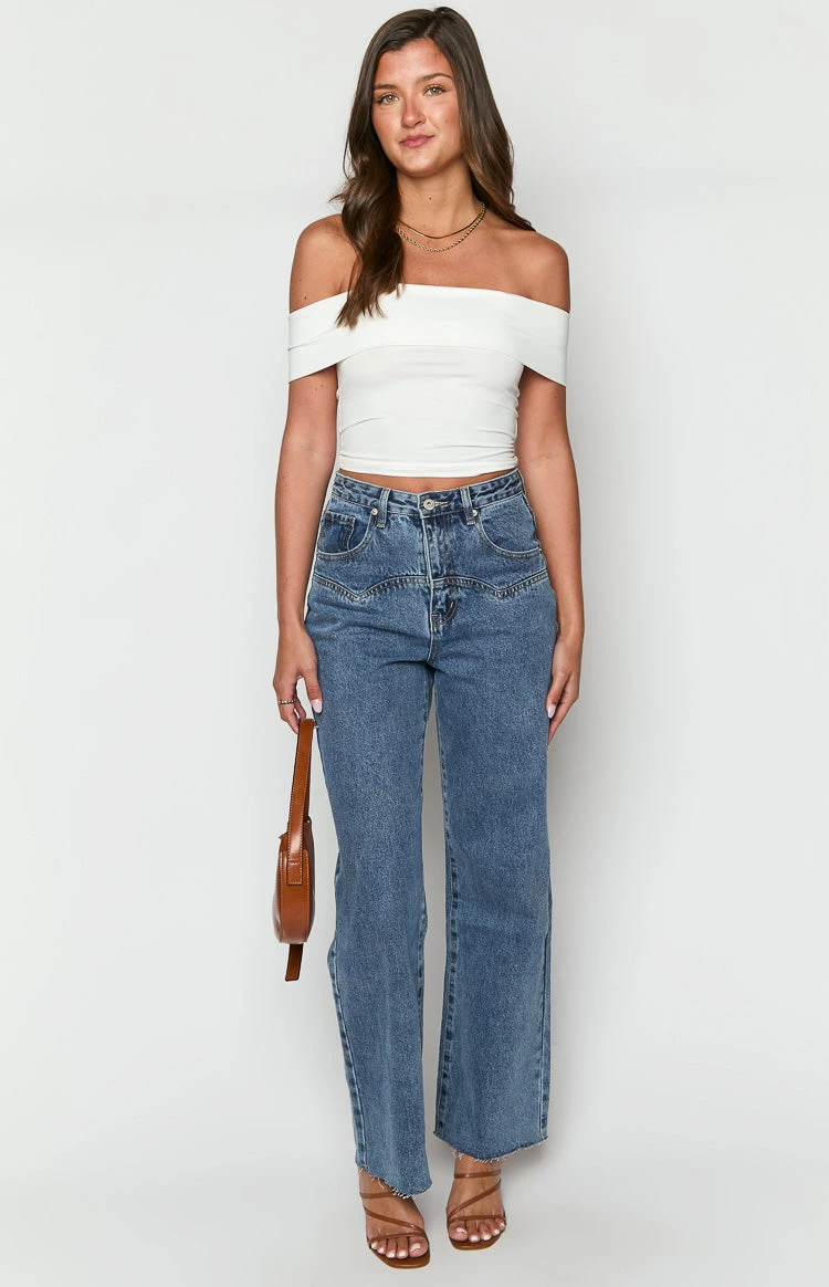 Catch Up Mid Wash Straight Leg Denim Jeans - Image 3