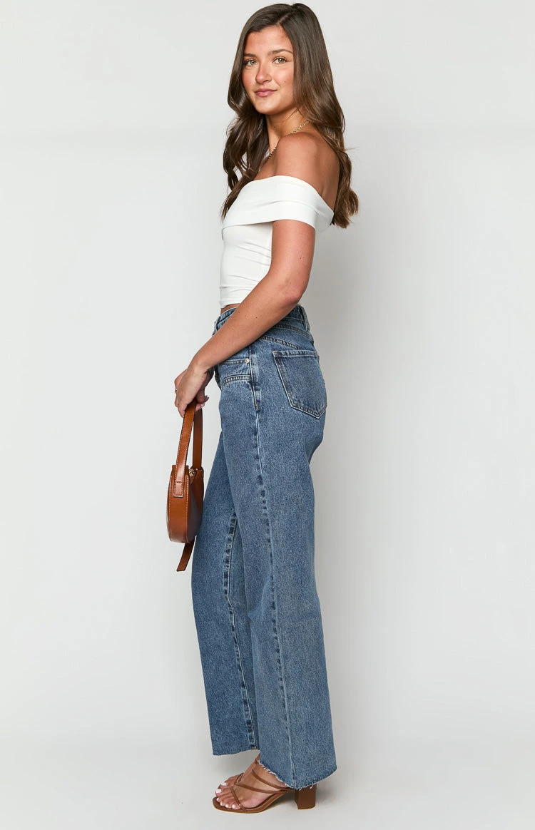 Catch Up Mid Wash Straight Leg Denim Jeans - Image 4