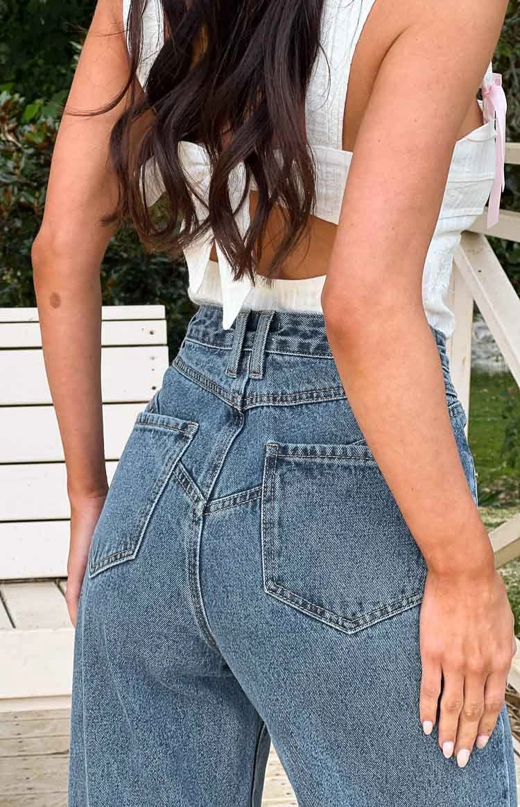 Catch Up Mid Wash Straight Leg Denim Jeans - Image 7