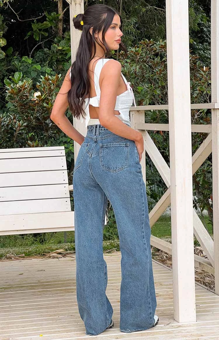 Catch Up Mid Wash Straight Leg Denim Jeans - Image 8