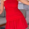 Catie Red Strapless Mini Dress