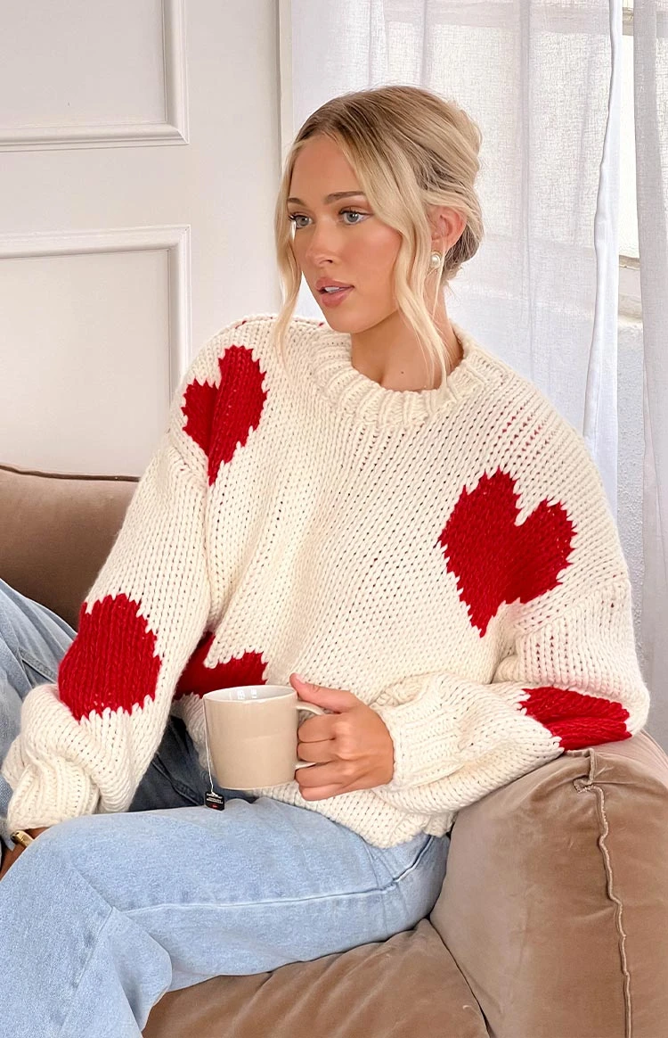 Chandi Cream Heart Chunky Knit Sweater - Image 10