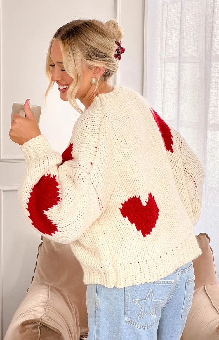 Chandi Cream Heart Chunky Knit Sweater - Image 8