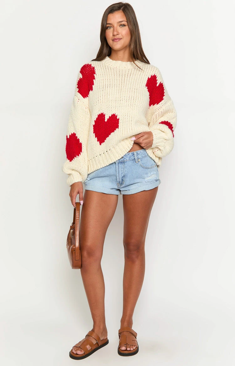 Chandi Cream Heart Chunky Knit Sweater - Image 3
