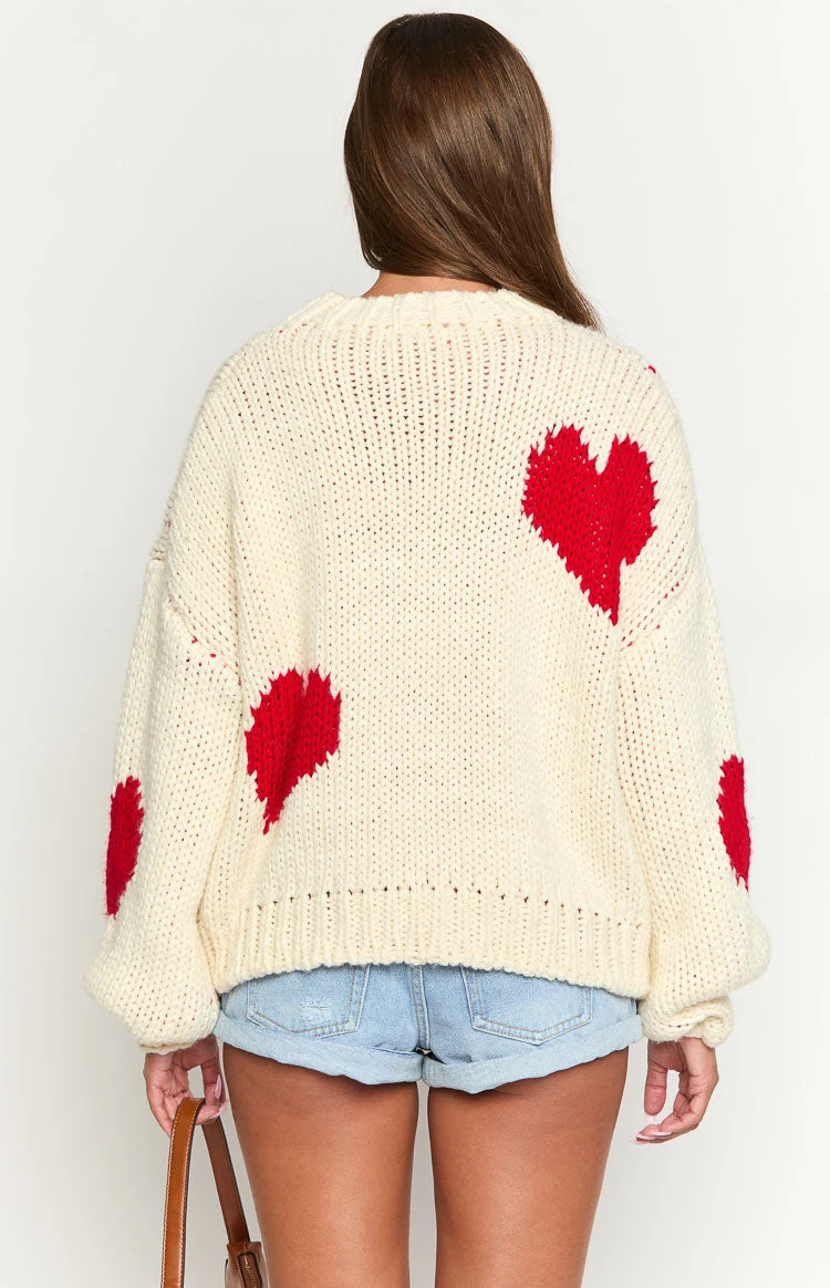 Chandi Cream Heart Chunky Knit Sweater - Image 5