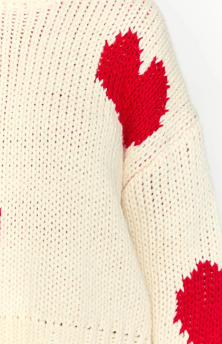 Chandi Cream Heart Chunky Knit Sweater - Image 6