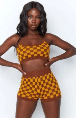 Beginning Boutique Checkers Cropped Cami Multi