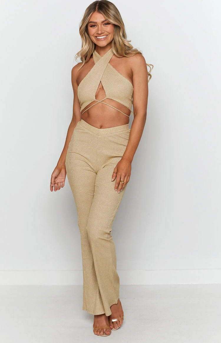 Cher Rib Pants Gold - Image 2