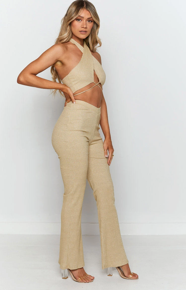 Cher Rib Pants Gold - Image 4
