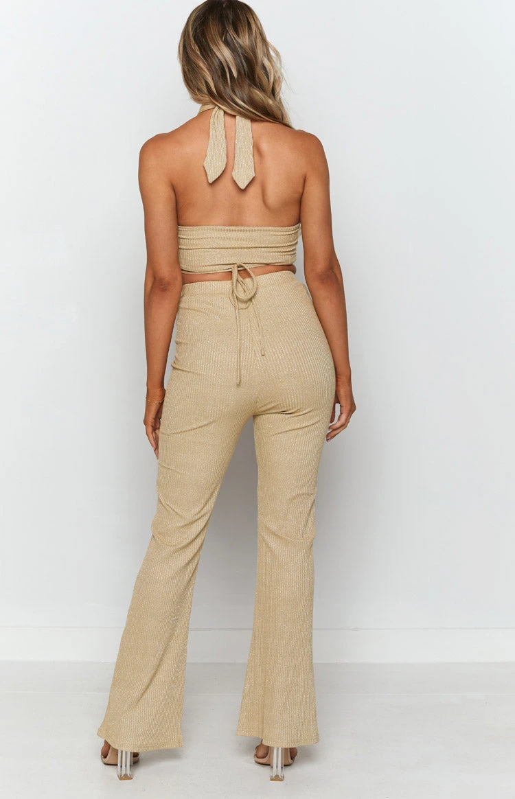 Cher Rib Pants Gold - Image 3