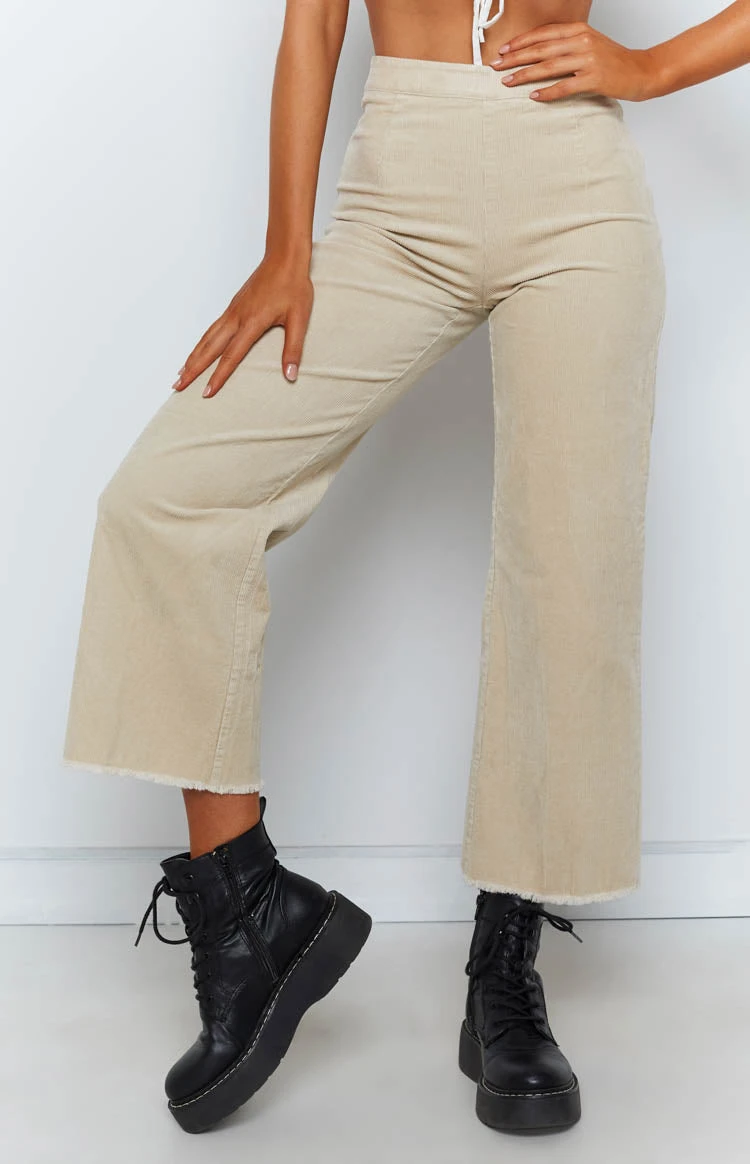Beginning Boutique Churchtown Pants Beige Cord - Image 6