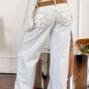 Clara Star White Denim Low Rise Jeans