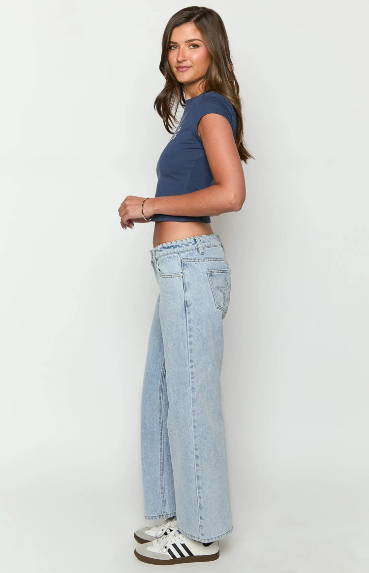 Clara Star Light Wash Denim Low Rise Jeans - Image 4