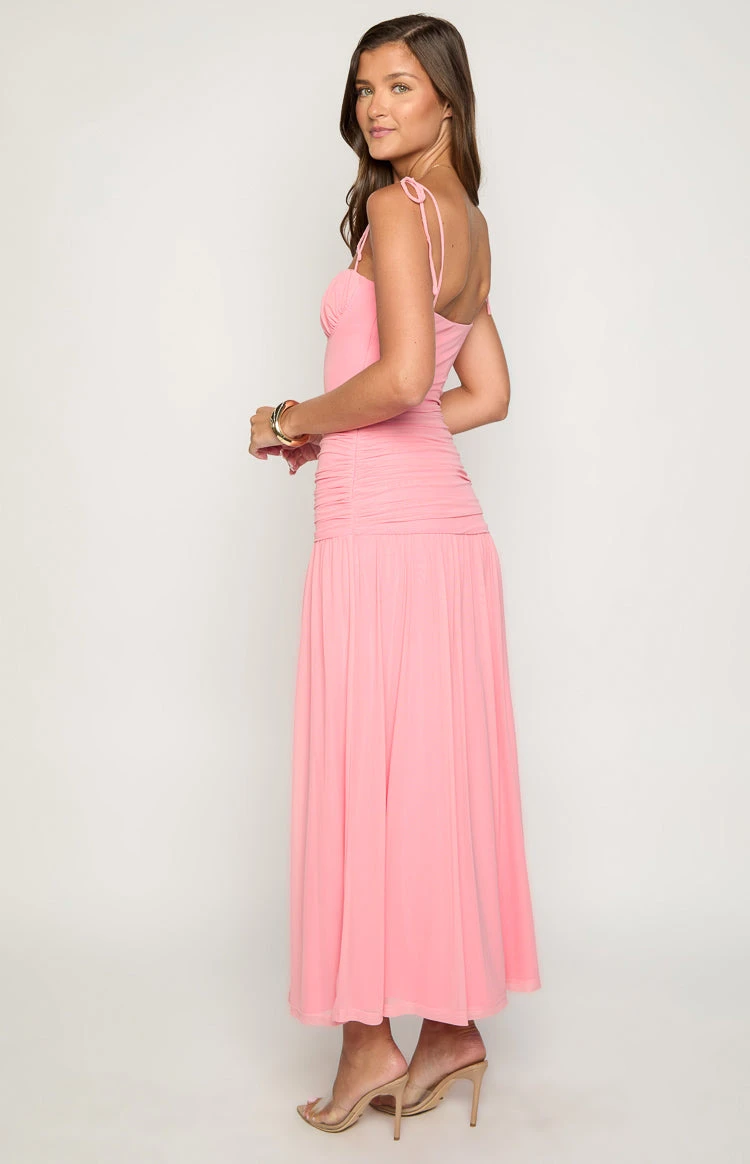 Clare Pink Ruched Maxi Dress - Image 5