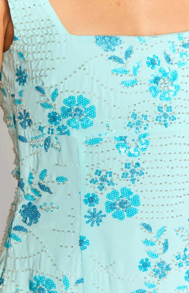 Curren Blue Beaded Mini Dress - Image 6