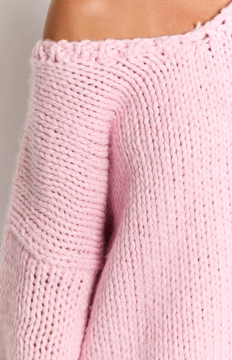 Delvey Light Pink Chunky Knit Sweater - Image 6
