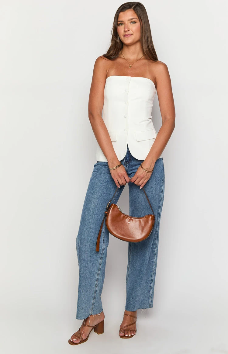 Dien White Strapless Button Up Top - Image 6