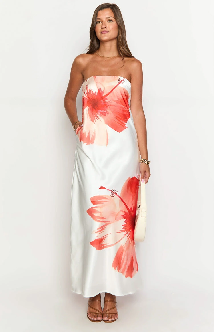 Damia White Floral Maxi Dress - Image 3