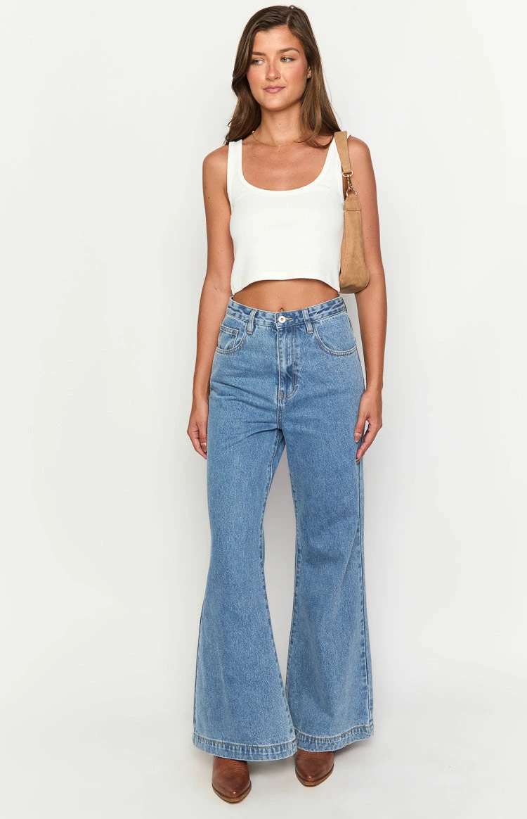 Dandy Mid Wash Denim Flare Jeans - Image 3