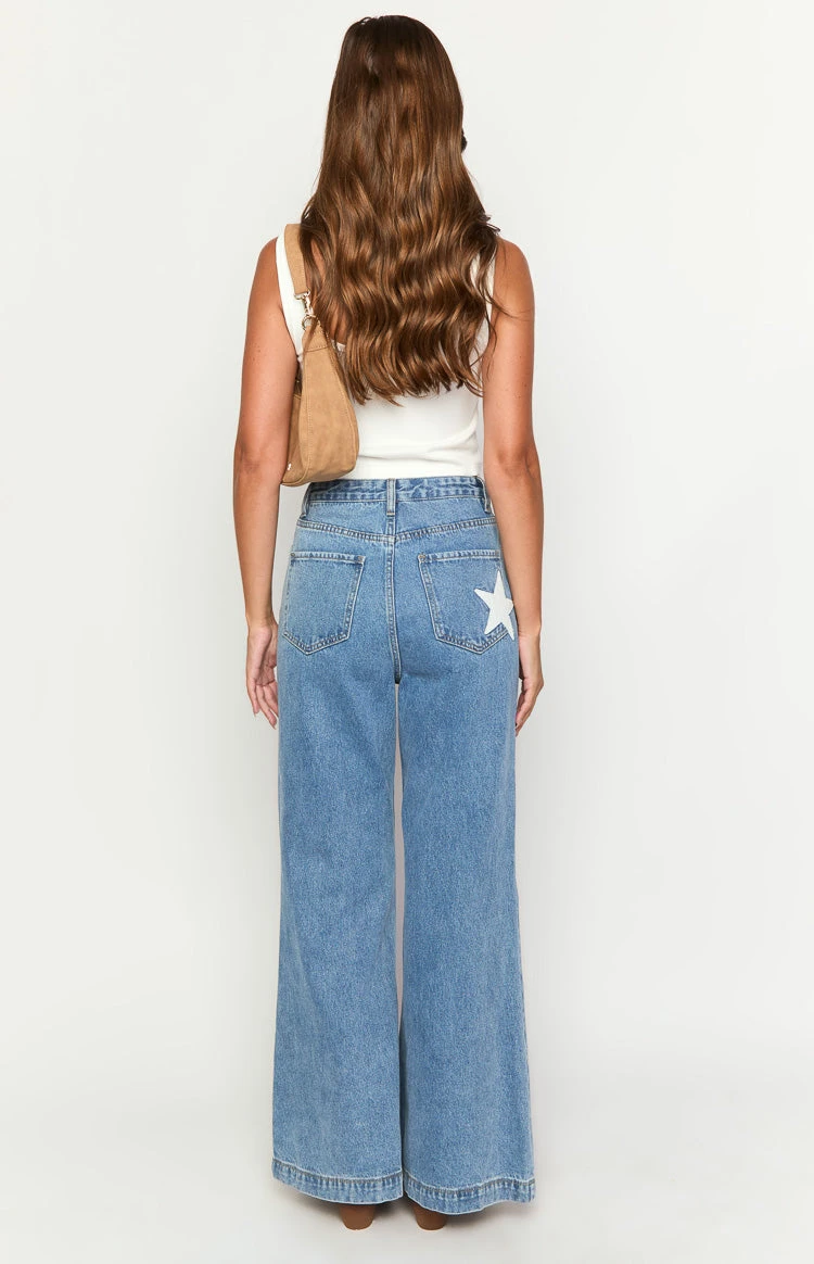 Dandy Mid Wash Denim Flare Jeans - Image 4