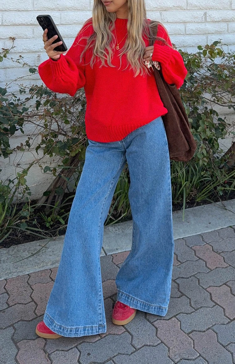 Dandy Mid Wash Denim Flare Jeans - Image 8