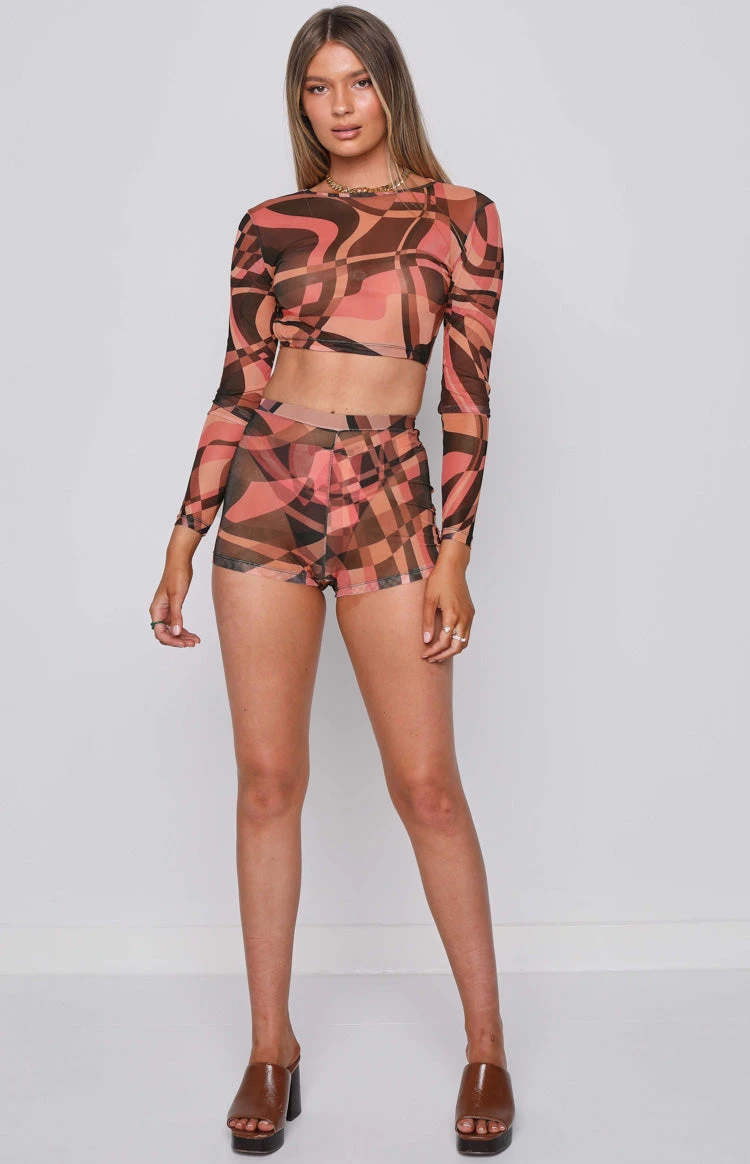 Day For It Festival Mesh Top Brown - Image 3