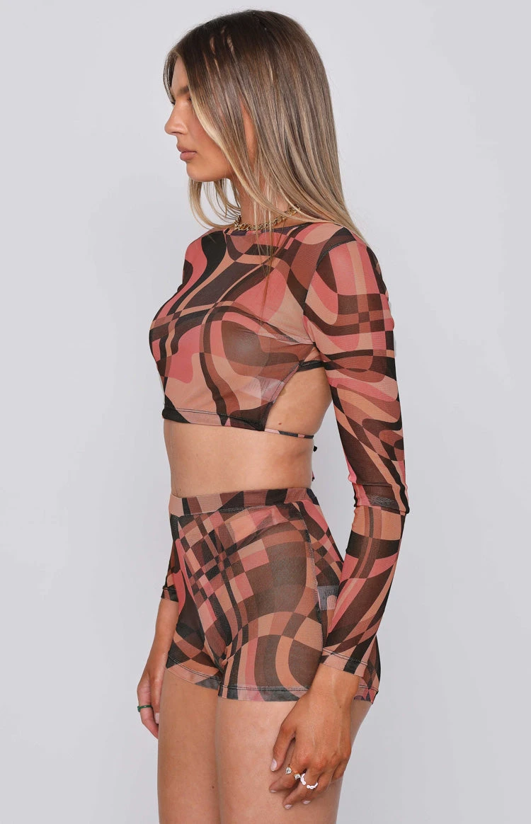 Day For It Festival Mesh Top Brown - Image 4