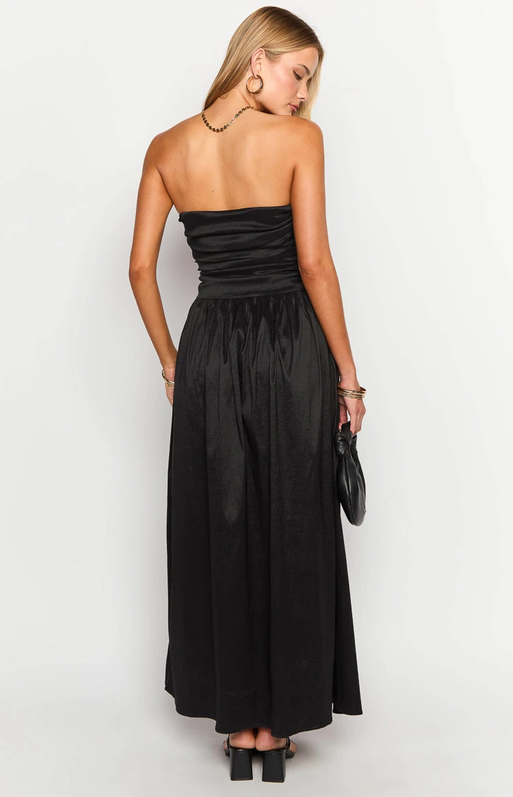 Dayton Black Strapless Maxi Dress - Image 4