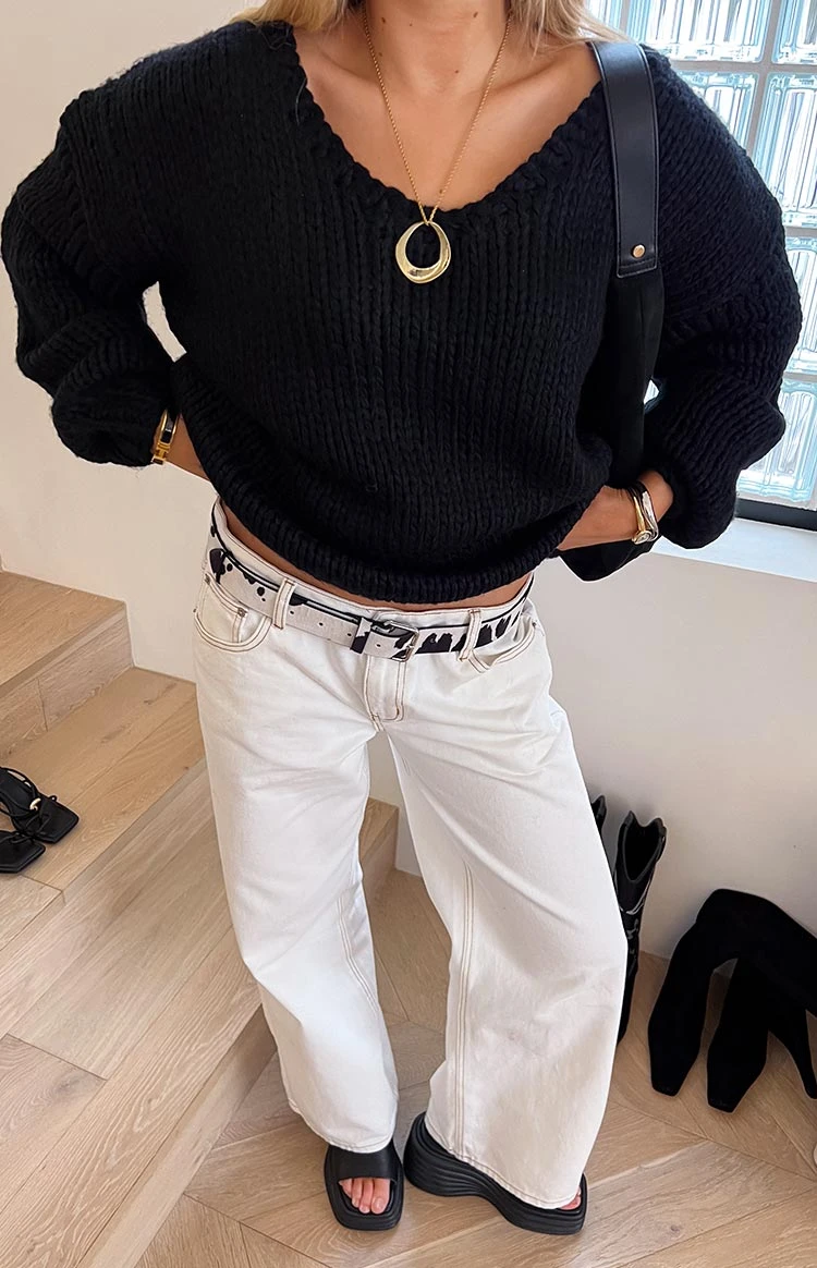 Delvey Black Chunky Knit Sweater - Image 20