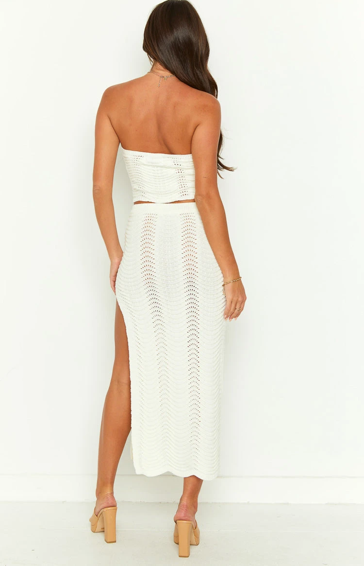 Deni Cream Knit Midi Skirt - Image 5