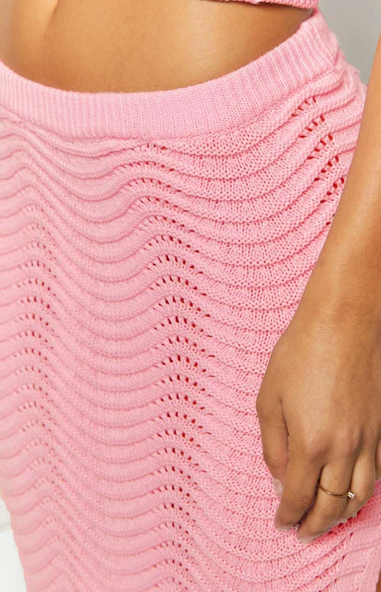 Deni Pink Knit Midi Skirt - Image 7
