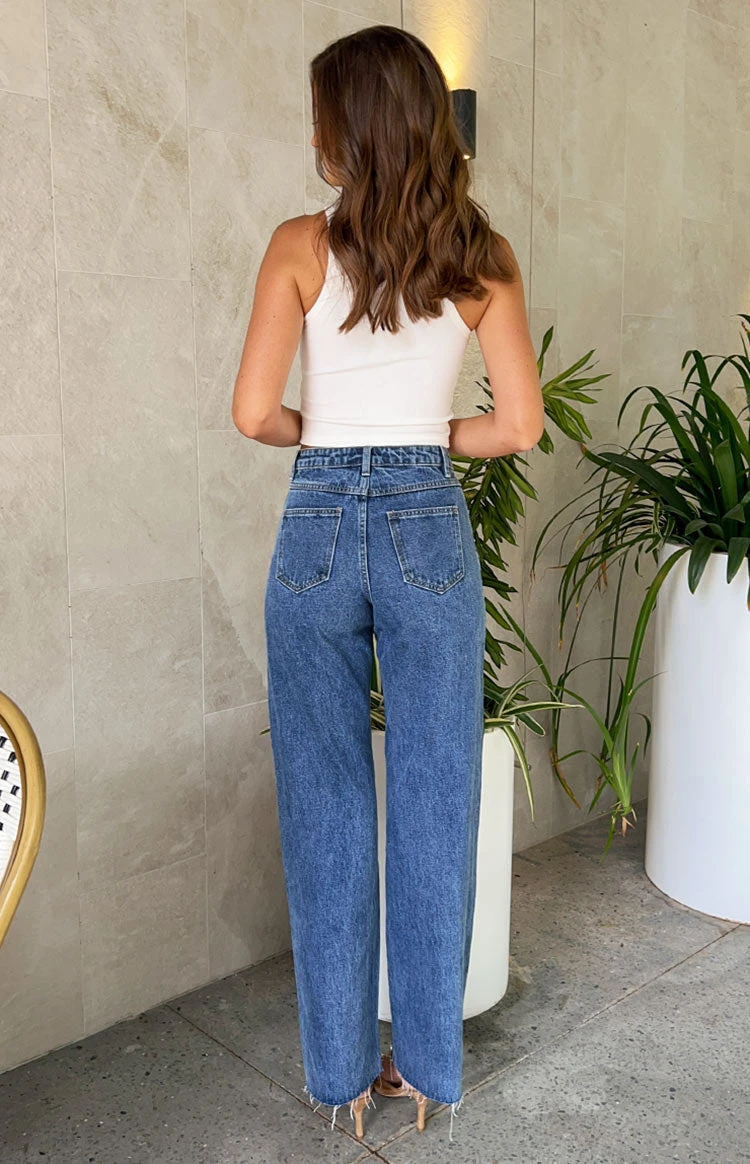 Denim Dazzle Pearl Mid Wash High Waisted Jeans - Image 9