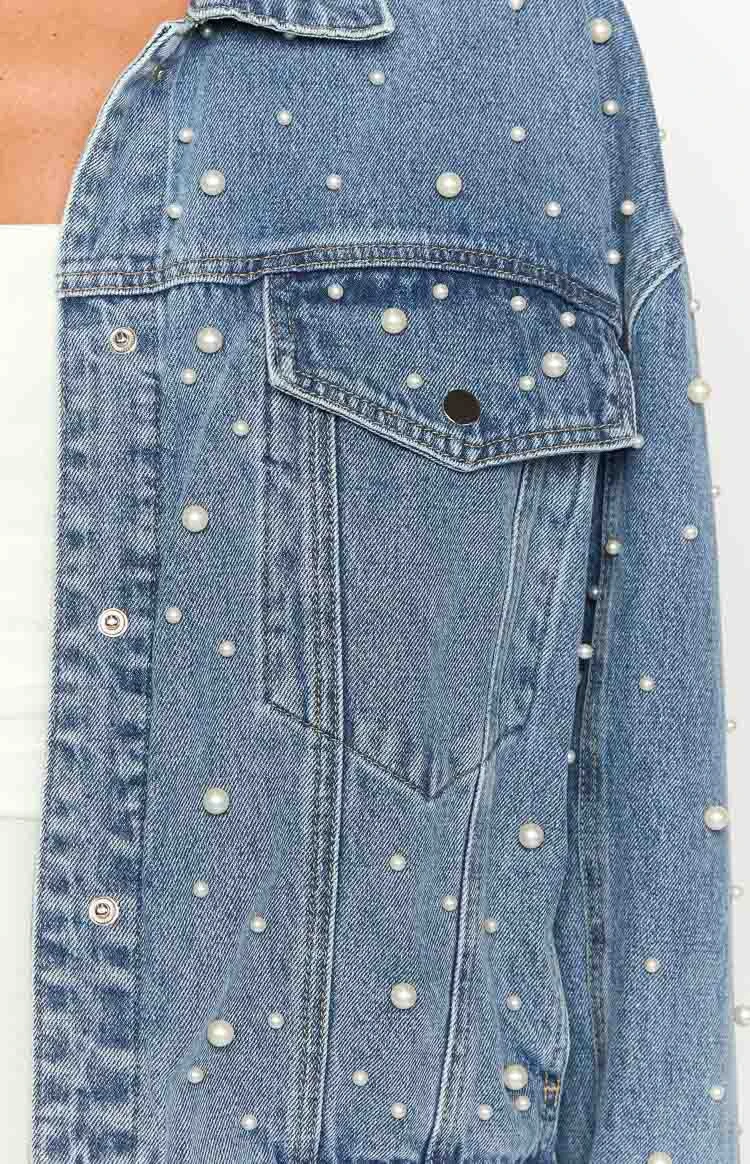 Denim Dazzle Pearl Mid Wash Denim Jacket - Image 6