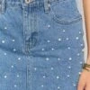 Denim Dazzle Pearl Mid Wash Mini Skirt