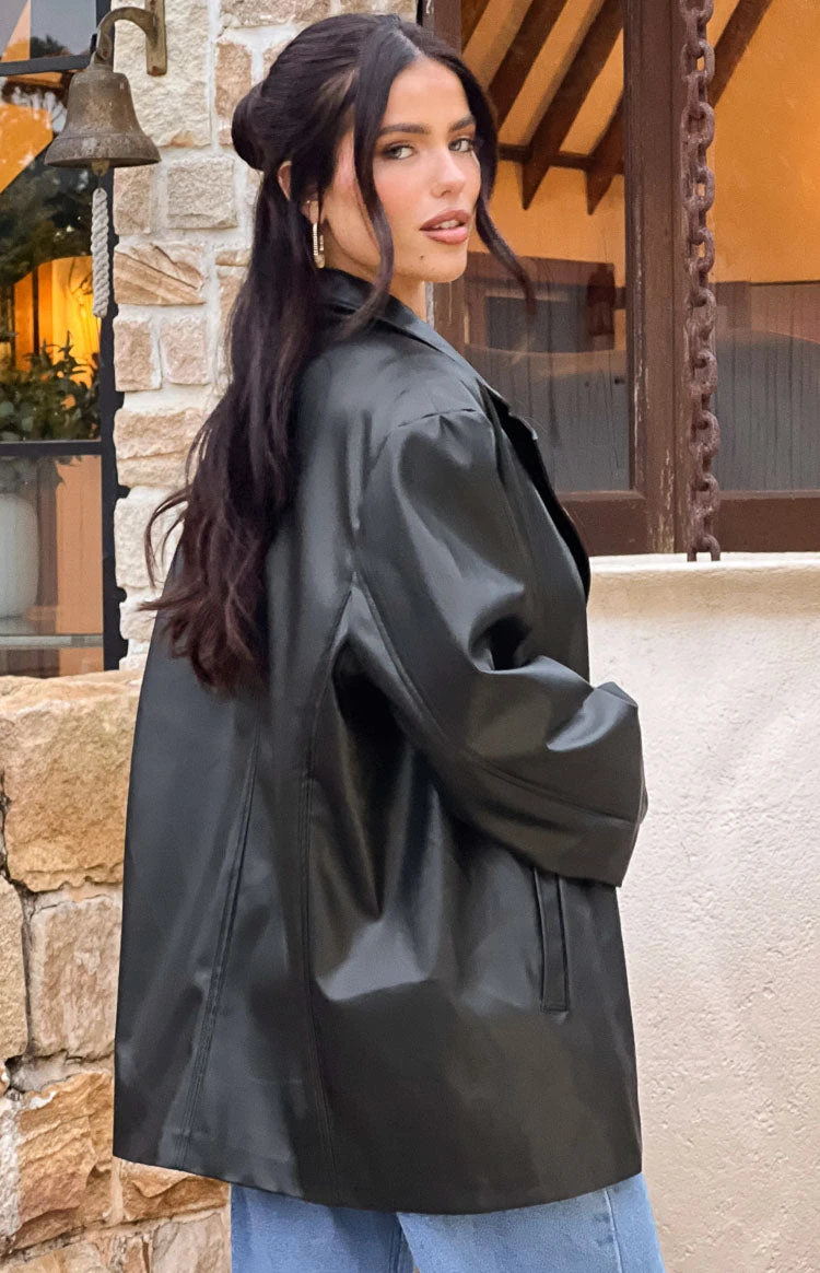 Desi Black PU Jacket - Image 6