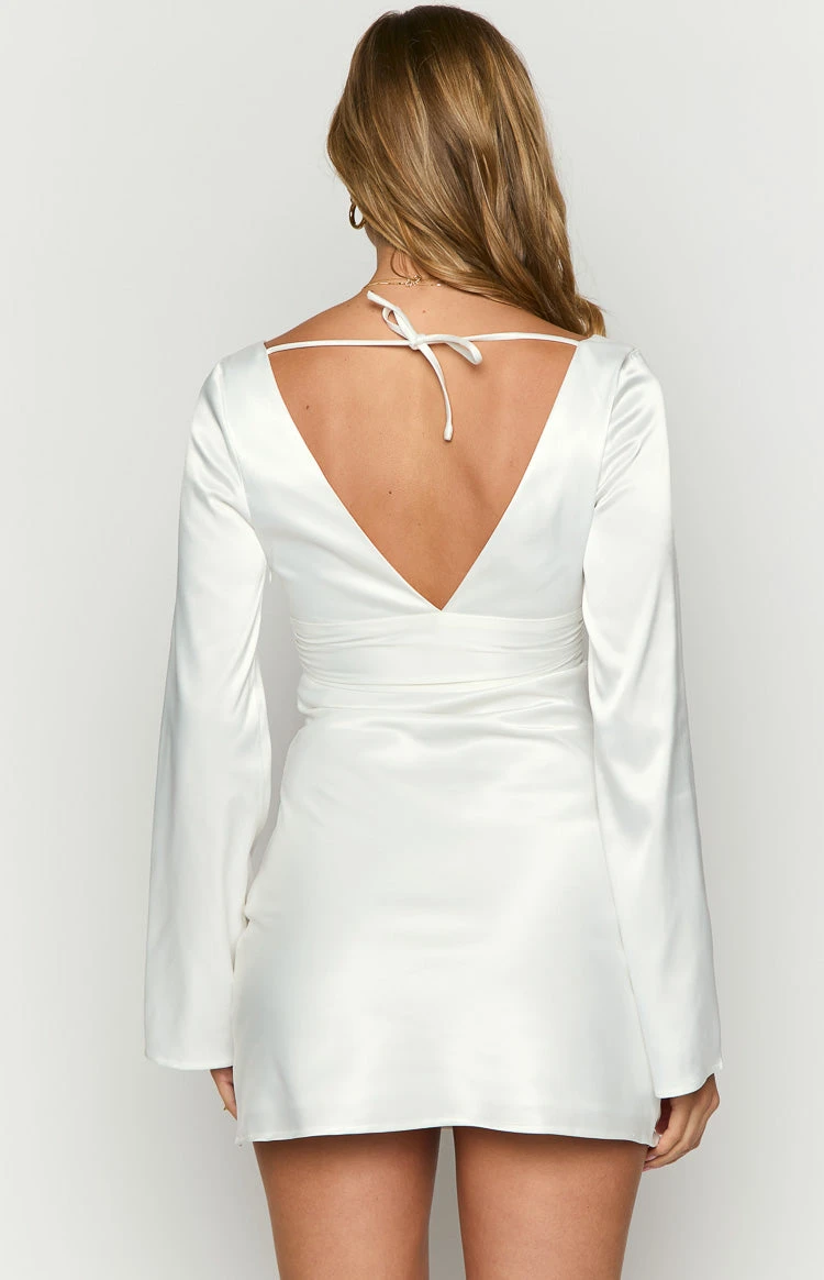 Diana White Long Sleeve Mini Dress - Image 5