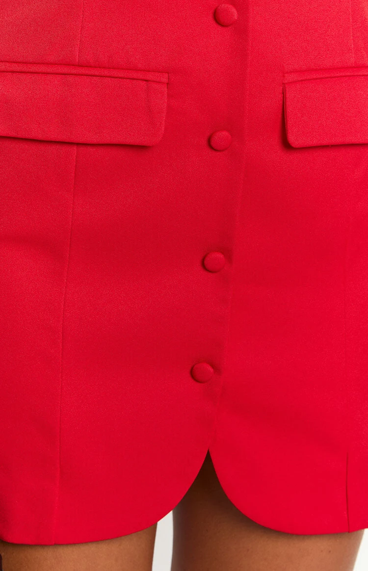 Dianna Red Strapless Mini Dress - Image 5