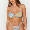Diaz Pink Print Halter Bikini Top