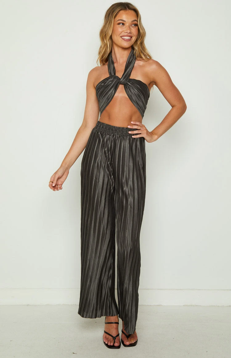 Beginning Boutique Dina Charcoal Crop Top - Image 5