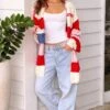 Dreamy Drift Cream Knit Striped Cardigan