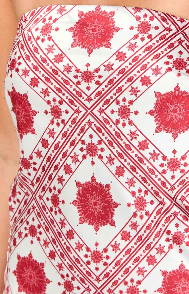 Ellie Red Tile Print Mini Dress - Image 6