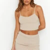Elin Beige Rib Singlet Top