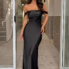 Ella Black Off Shoulder Formal Maxi Dress