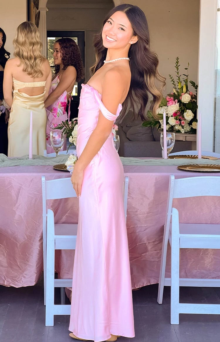 Ella Light Pink Off Shoulder Formal Maxi Dress - Image 14