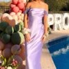 Ella Lilac Off Shoulder Maxi Formal Dress
