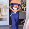 Ella Navy Off Shoulder Formal Maxi Dress