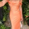 Ella Orange Off Shoulder Formal Dress