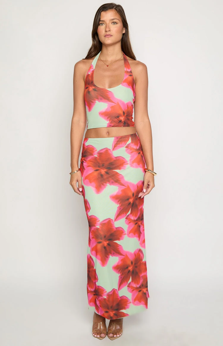 Elsa Green Floral Maxi Skirt - Image 2