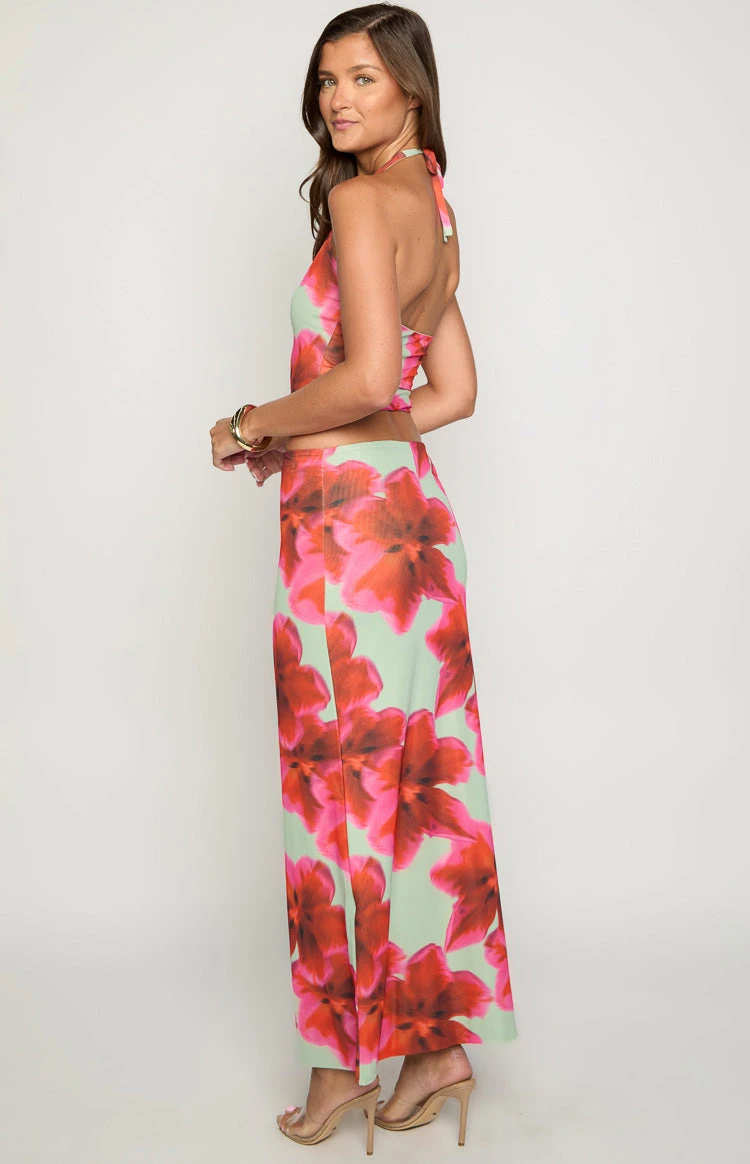 Elsa Green Floral Maxi Skirt - Image 4