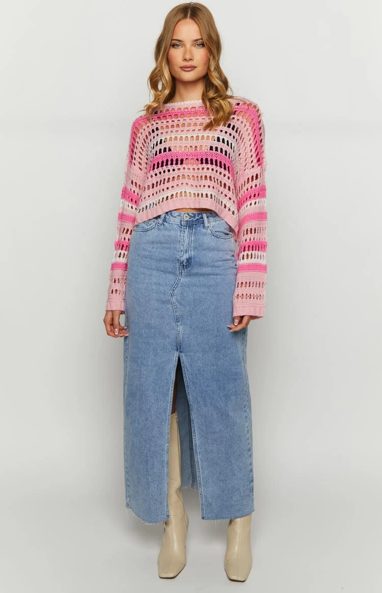 Beginning Boutique Emaline Long Weekend Multi Pink Jumper - Image 2